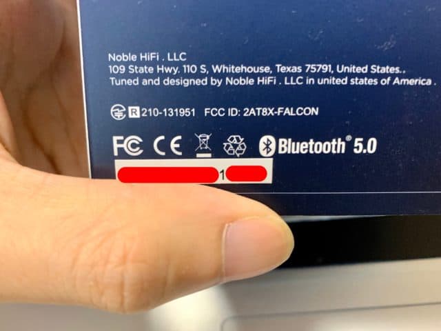Noble Audio FALCON シリアルNO