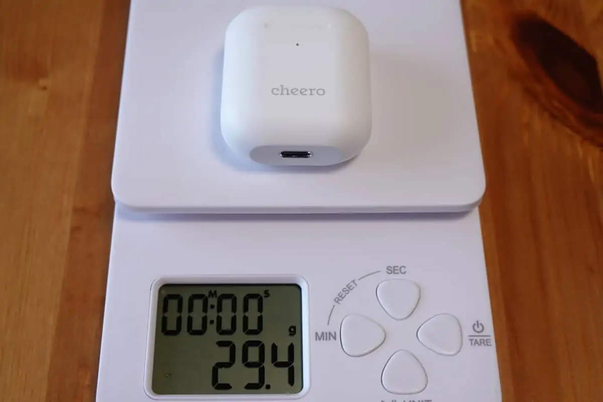 Wireless Earphones Light Style 2 (CHE-632)の充電ケースの重量29.4g